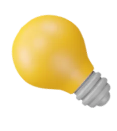 A 3D illustration of a lightbulb.